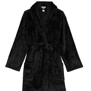 NWT Victoria's Secret Black Fluffy Robe Size: XL